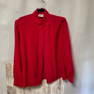 Vintage Yves St. Clair Red pleated Blouse Size 14